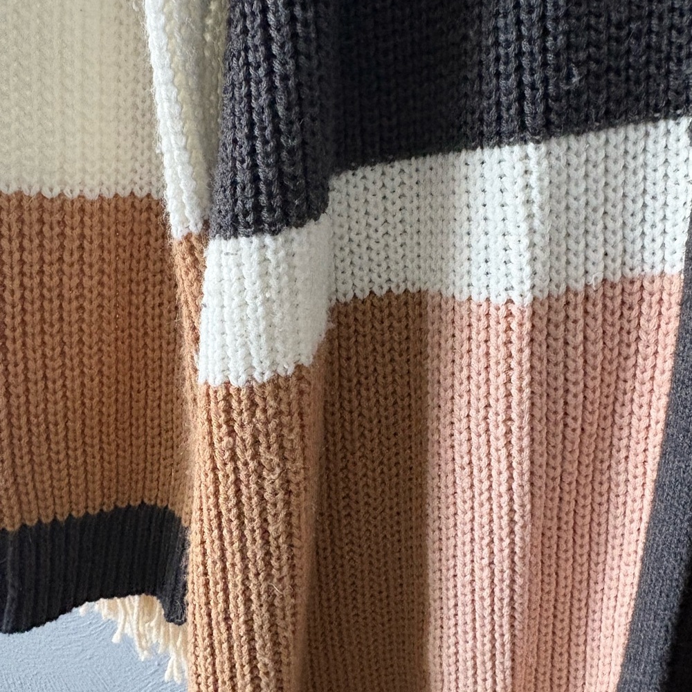 Color Block Knee Length Open Front Cardigan - Picture 4 of 4